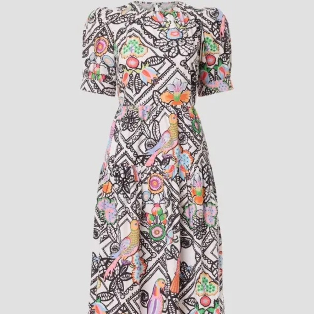 Banjanan Multicolor Parrot Print Midi Dress
